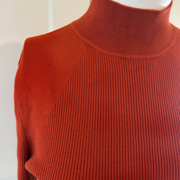 Banana Republic Rust Color Mock-Neck Ribbed Knit Top – Size S - Picture 5 of 5